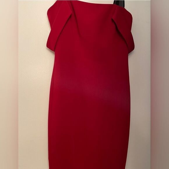 Cinq a Sept Red Nova Cold Shoulder Midi Dress Size 0 - Picture 6 of 10
